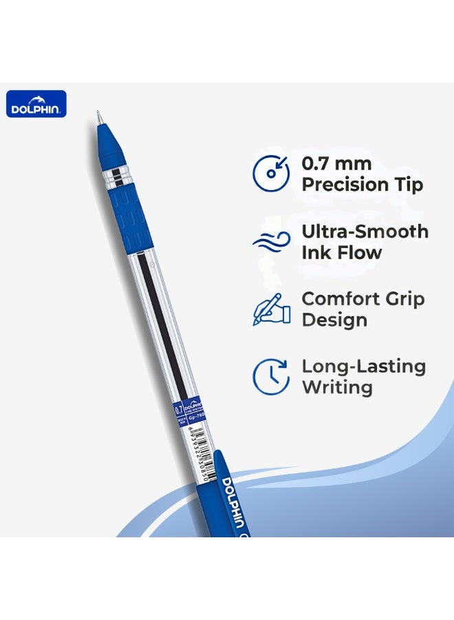 Dolphin GP780 Ballpoint Pens 0.7mm – Smooth Writing Blue Ink Ball Pens, Comfortable Grip, Long Writing Office & School Pens, Pack of 36 - Image 3